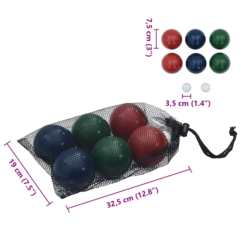 vidaXL 8-częściowy zestaw do gry w bocce, z torbą, lite drewno sosnowe