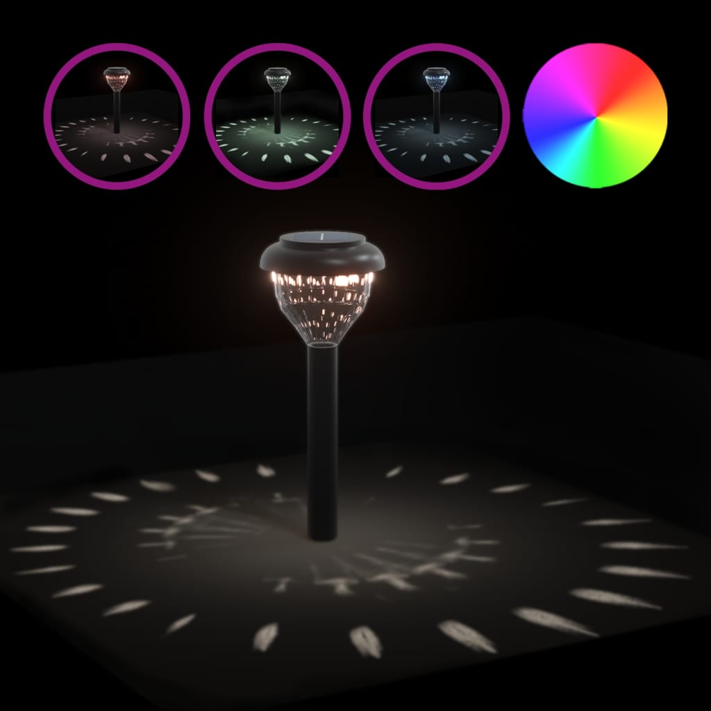 vidaXL Solarne lampki ogrodowe, z kolcami, 4 szt., ciepła biel i RGB