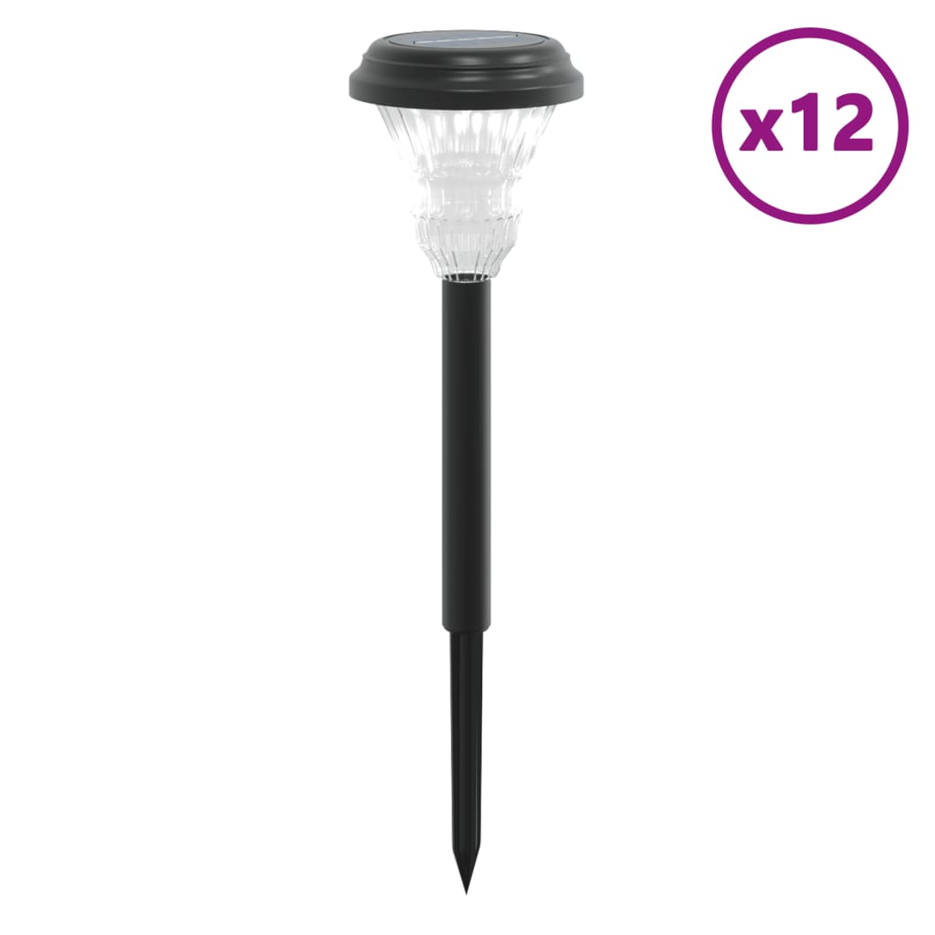 vidaXL Solarne lampki ogrodowe, z kolcem, 12 szt., białe światło