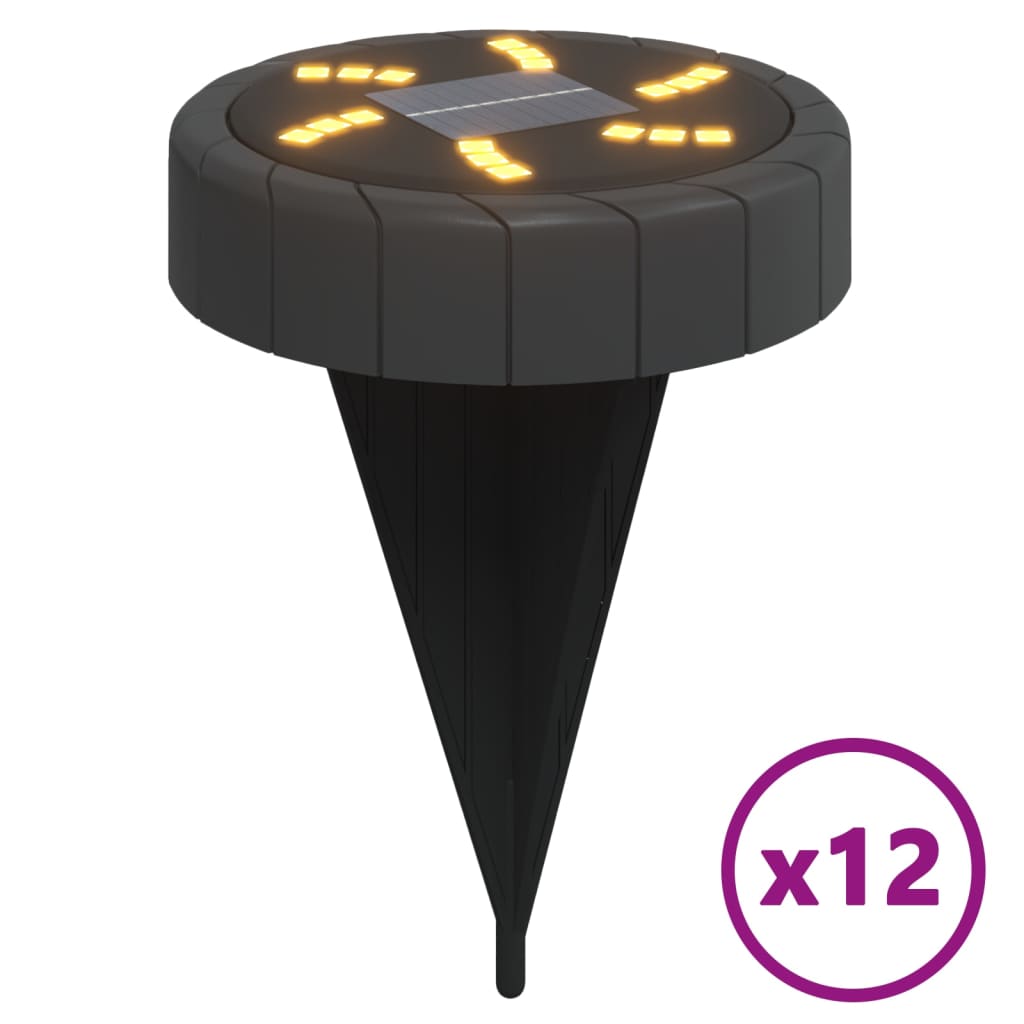 vidaXL Solarne lampki gruntowe, z kolcami, 12 szt., ciepłe białe