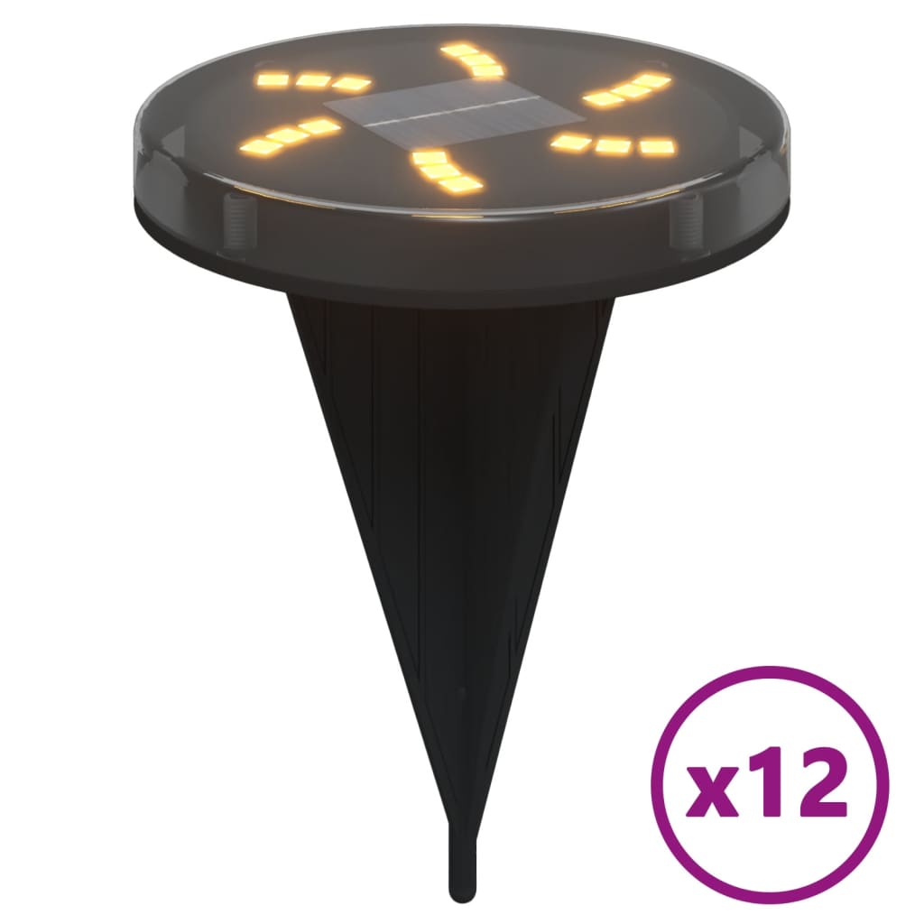 vidaXL Solarne lampki gruntowe, z kolcami, 12 szt., ciepłe białe