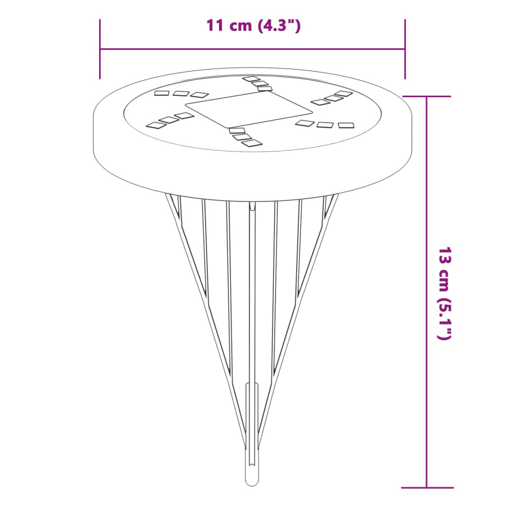 vidaXL Solarne lampki gruntowe, z kolcami, 4 szt., ciepłe białe