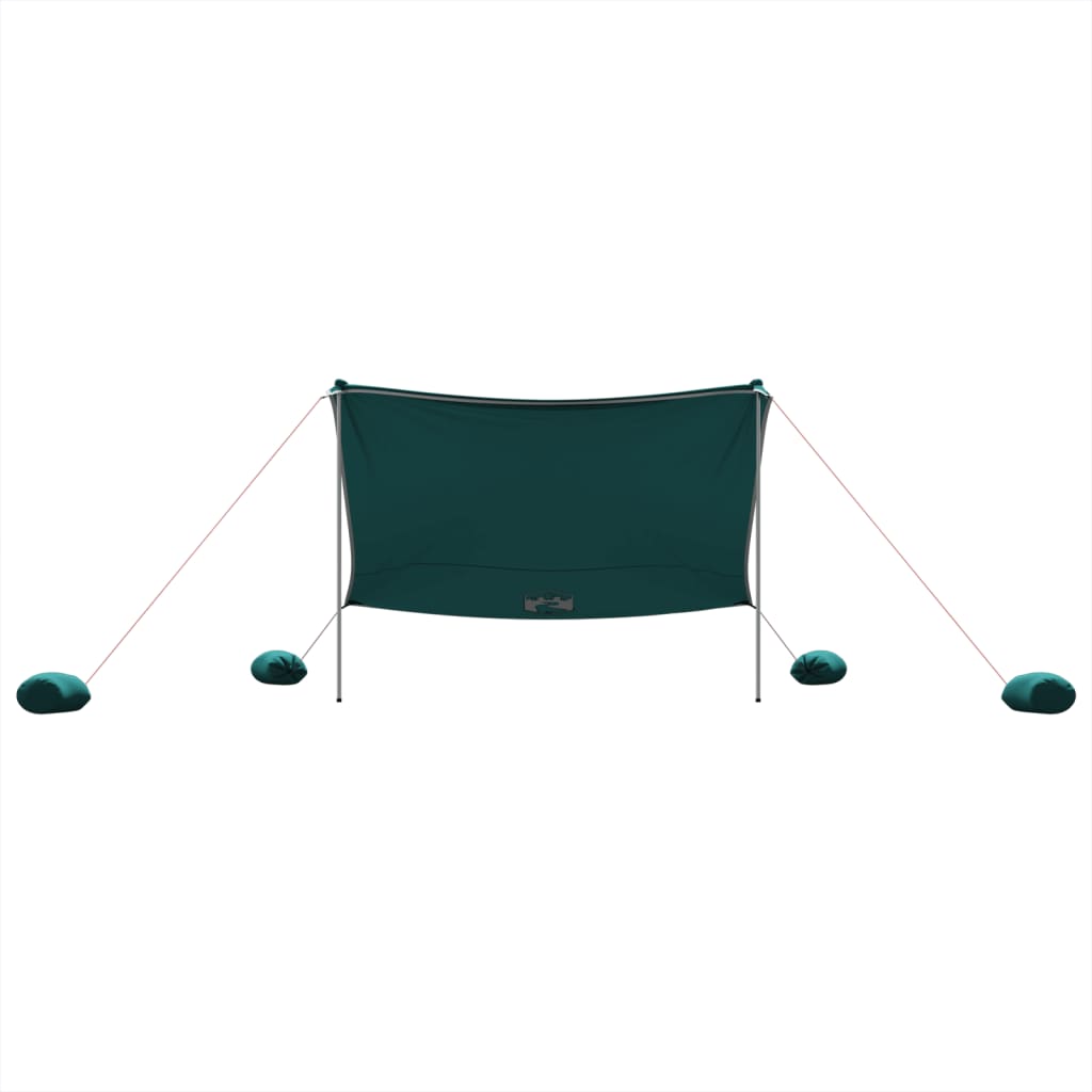 vidaXL Zadaszenie na plażę, z obciążnikami, zielone, 304x300 cm