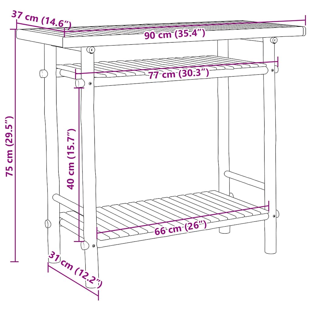 vidaXL Stolik konsolowy, 90x37x75 cm, bambusowy