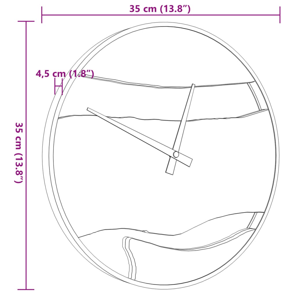 vidaXL Zegar ścienny, brązowy, Ø35 cm, żelazo i drewno oliwne