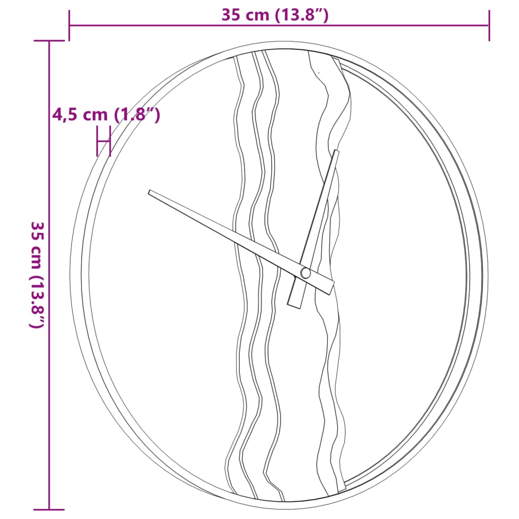 vidaXL Zegar ścienny, brązowy, Ø35 cm, żelazo i drewno dębowe