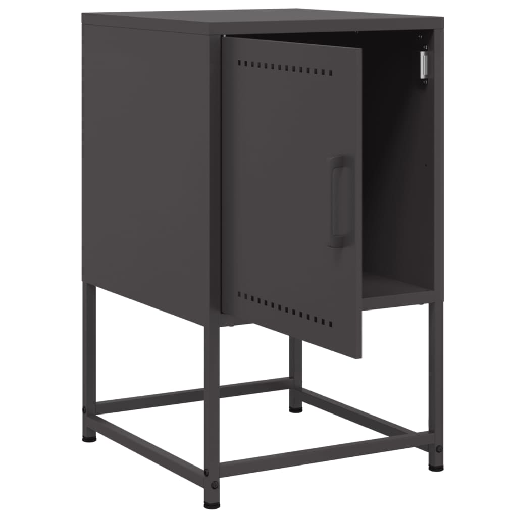 vidaXL Szafka nocna, czarna, 36x39x60,5 cm, stal