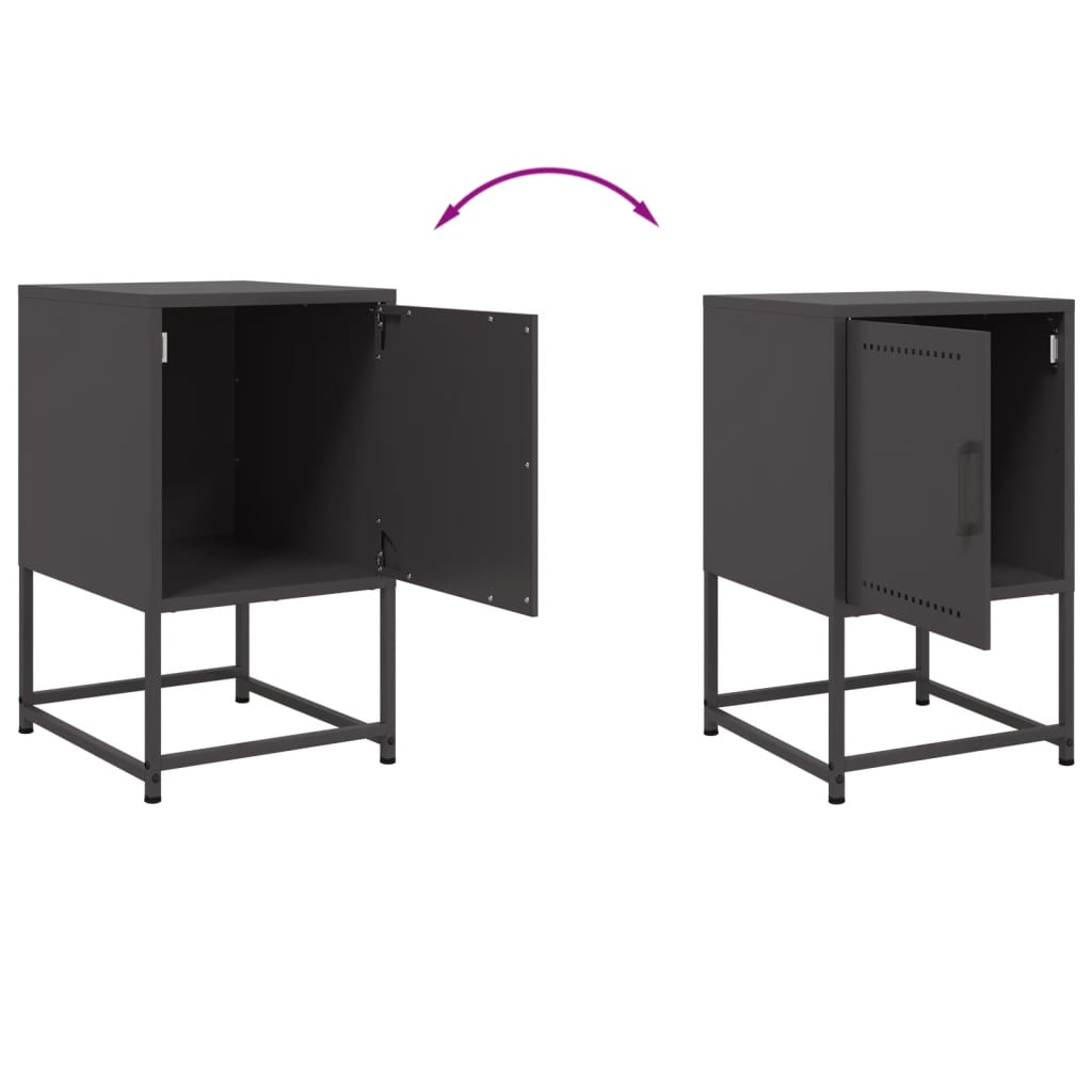 vidaXL Szafka nocna, czarna, 36x39x60,5 cm, stal