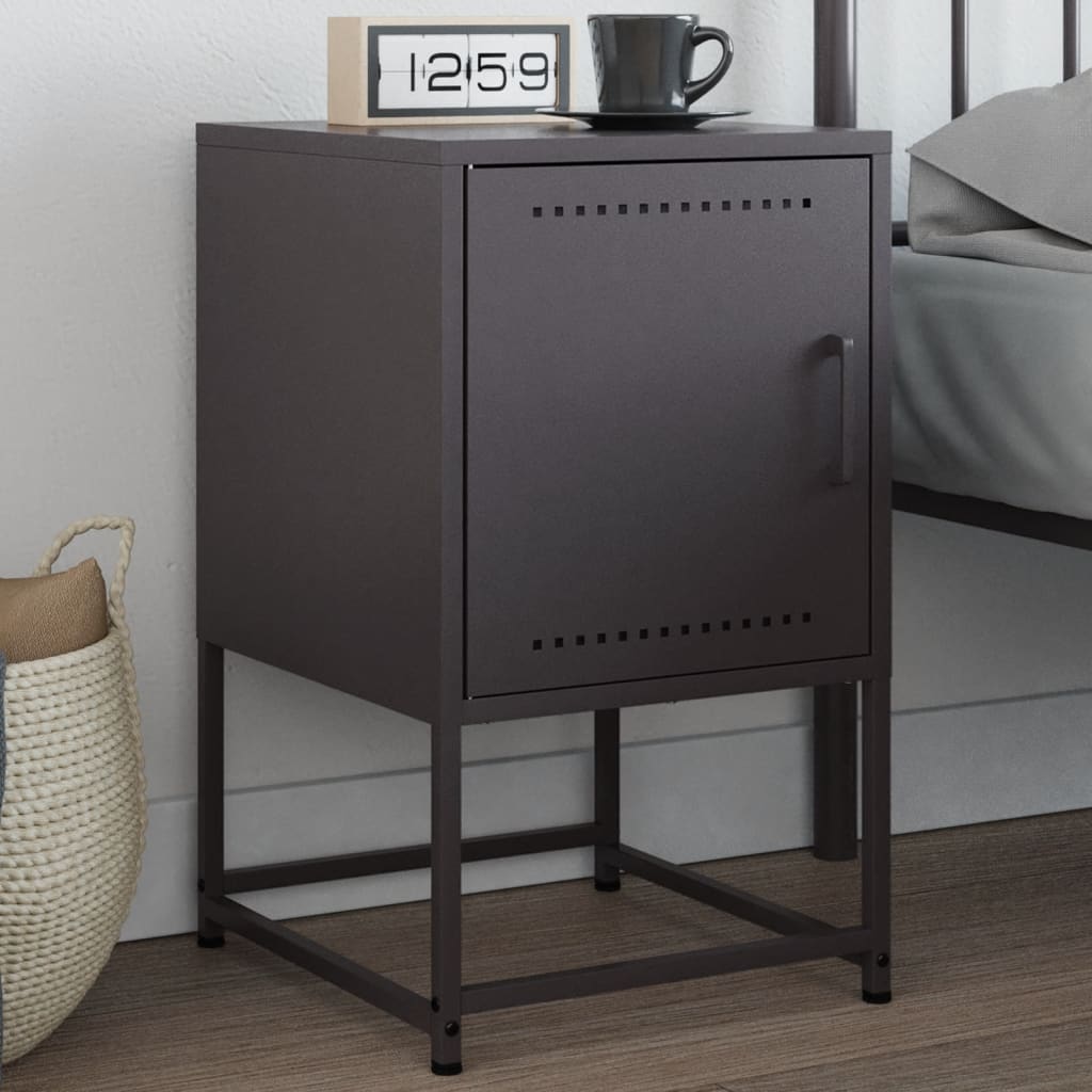 vidaXL Szafka nocna, czarna, 36x39x60,5 cm, stal
