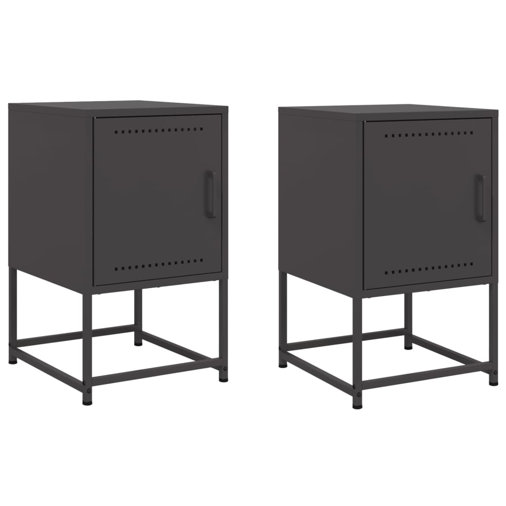 vidaXL Szafki nocne, 2 szt., czarne, 36x39x60,5 cm, stal