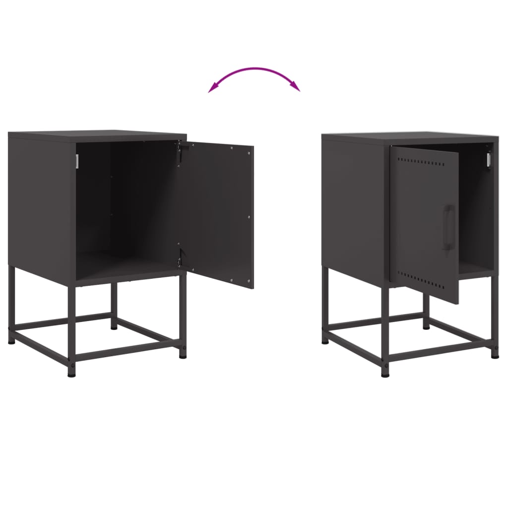 vidaXL Szafki nocne, 2 szt., czarne, 36x39x60,5 cm, stal