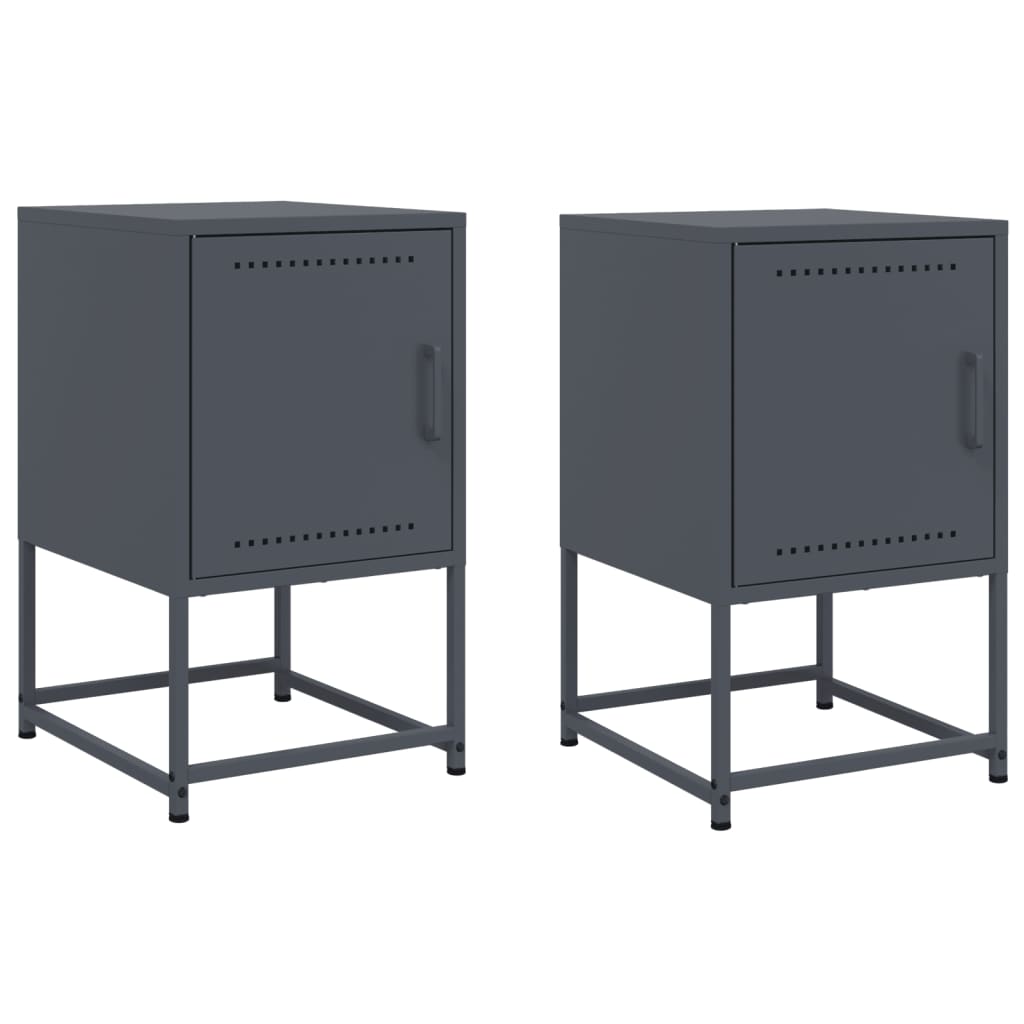 vidaXL Szafki nocne, 2 szt., antracytowe, 36x39x60,5 cm, stal