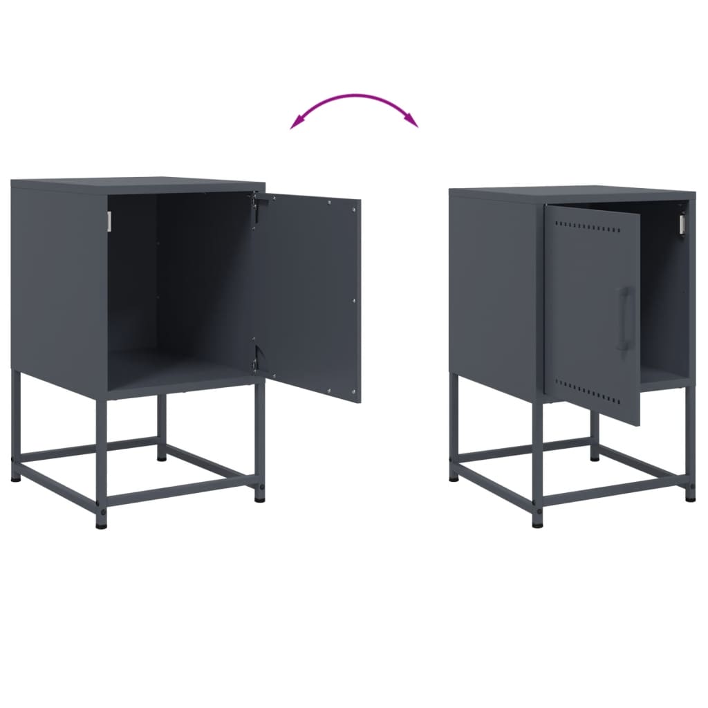vidaXL Szafki nocne, 2 szt., antracytowe, 36x39x60,5 cm, stal
