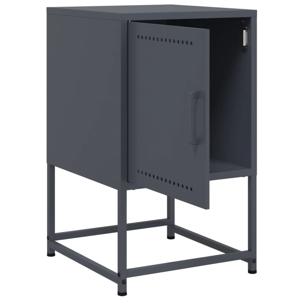vidaXL Szafki nocne, 2 szt., antracytowe, 36x39x60,5 cm, stal
