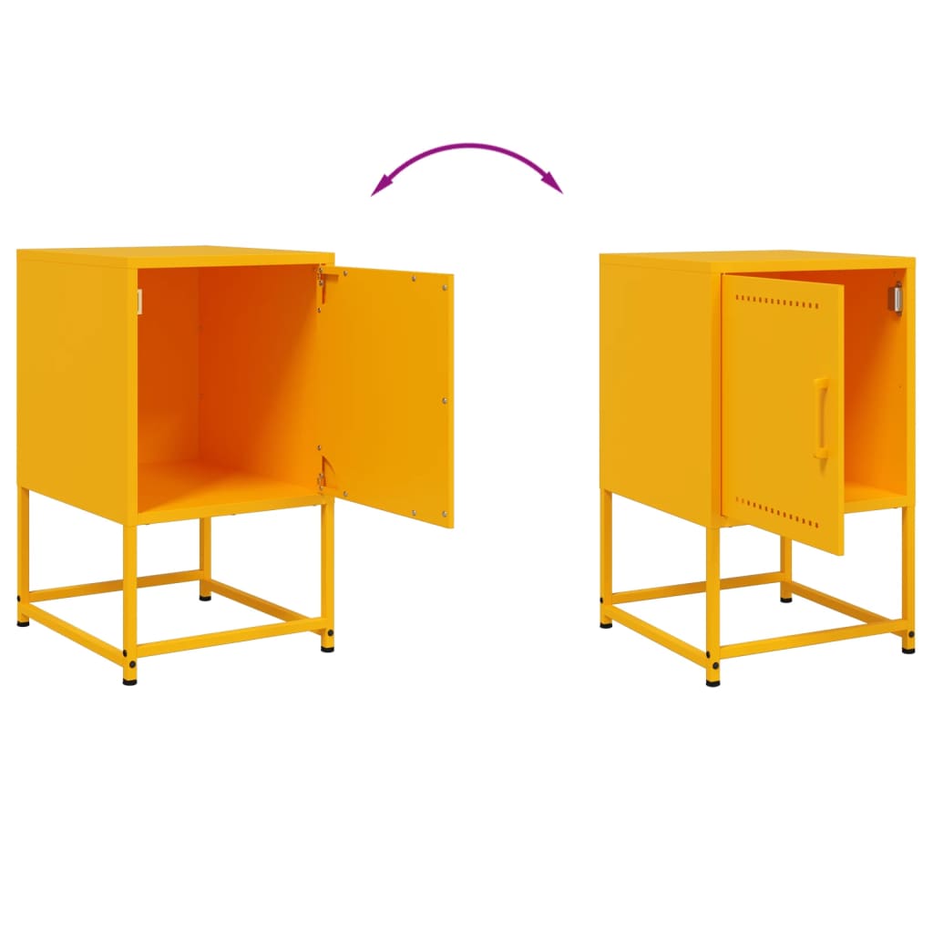 vidaXL Szafka nocna, musztardowa, 36x39x60,5 cm, stal