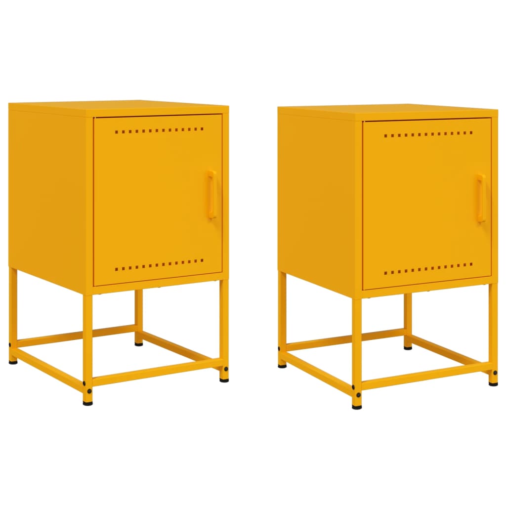 vidaXL Szafki nocne, 2 szt., musztardowe, 36x39x60,5 cm, stal