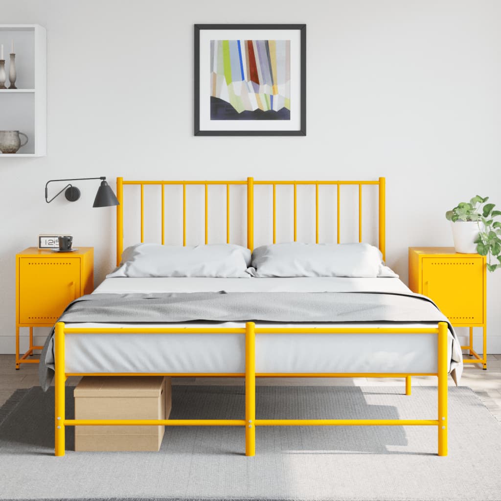 vidaXL Szafki nocne, 2 szt., musztardowe, 36x39x60,5 cm, stal