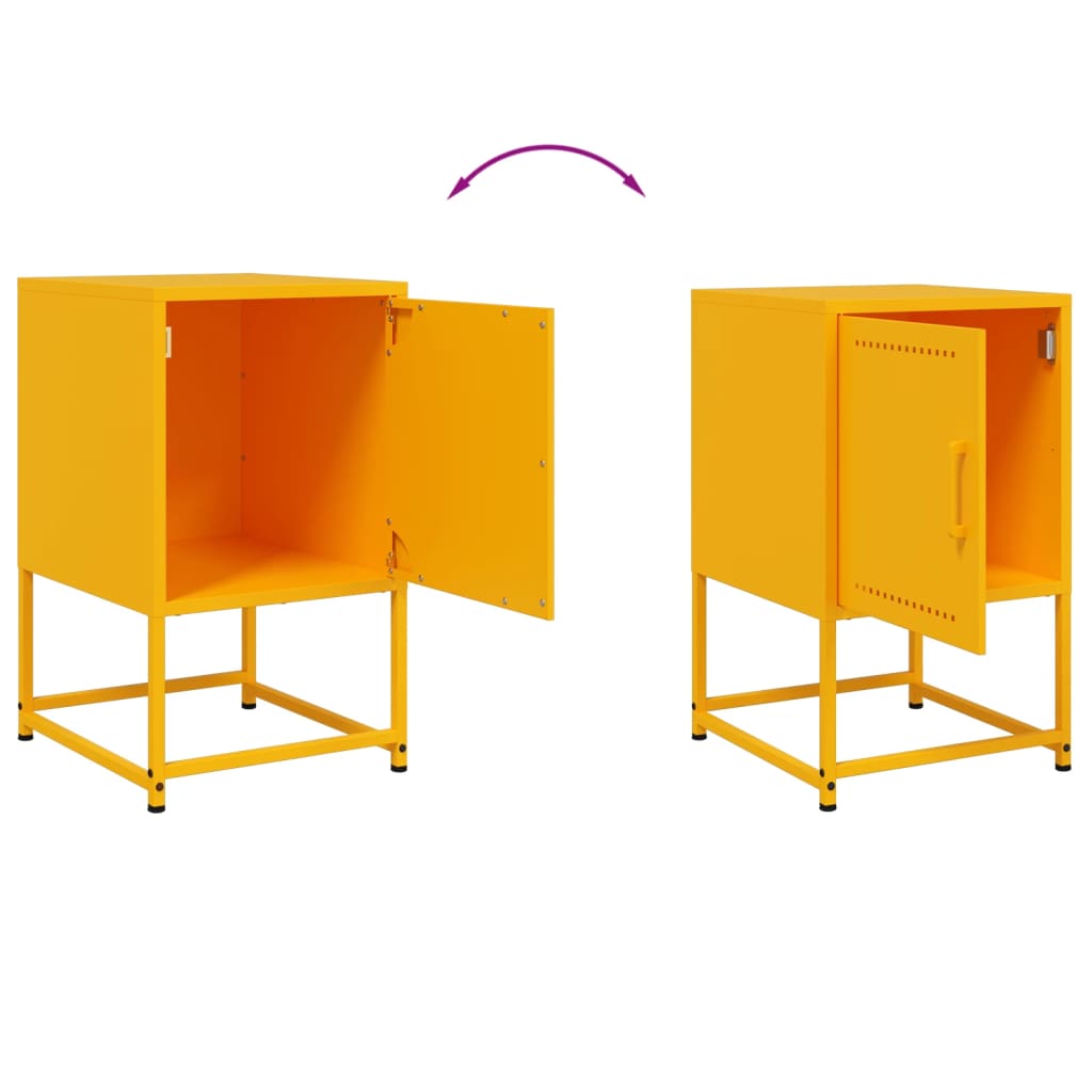 vidaXL Szafki nocne, 2 szt., musztardowe, 36x39x60,5 cm, stal
