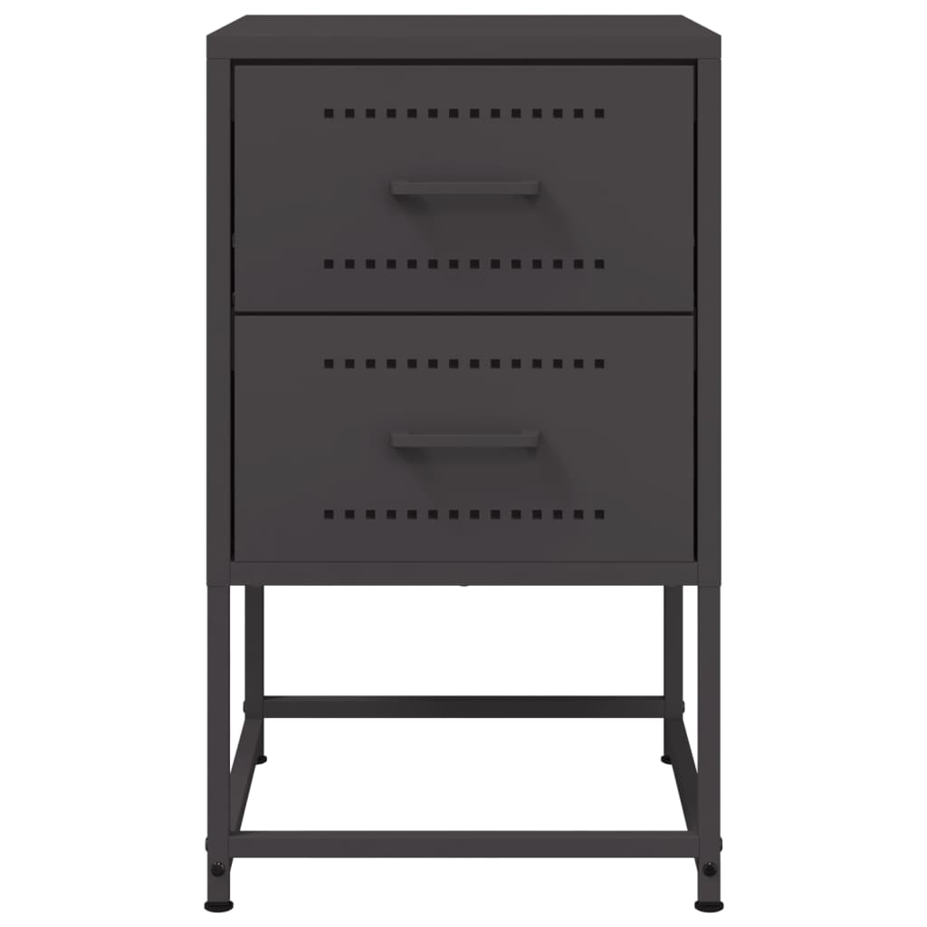 vidaXL Szafka nocna, czarna, 36x39x60,5 cm, stal