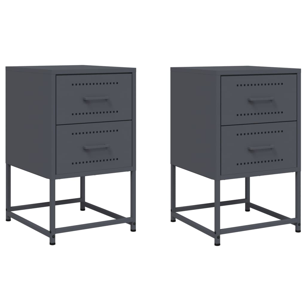 vidaXL Szafki nocne, 2 szt., antracytowe, 36x39x60,5 cm, stal