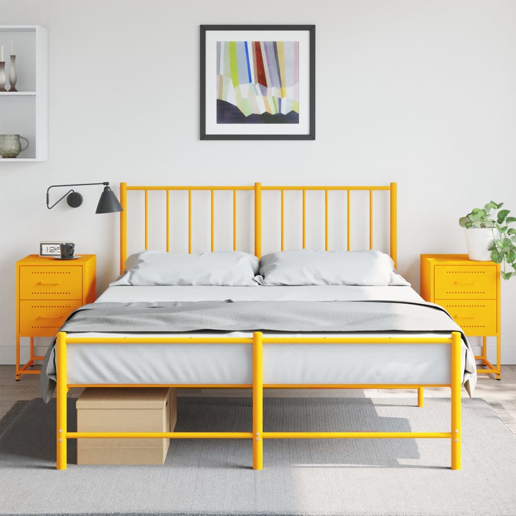 vidaXL Szafki nocne, 2 szt., musztardowe, 36x39x60,5 cm, stal