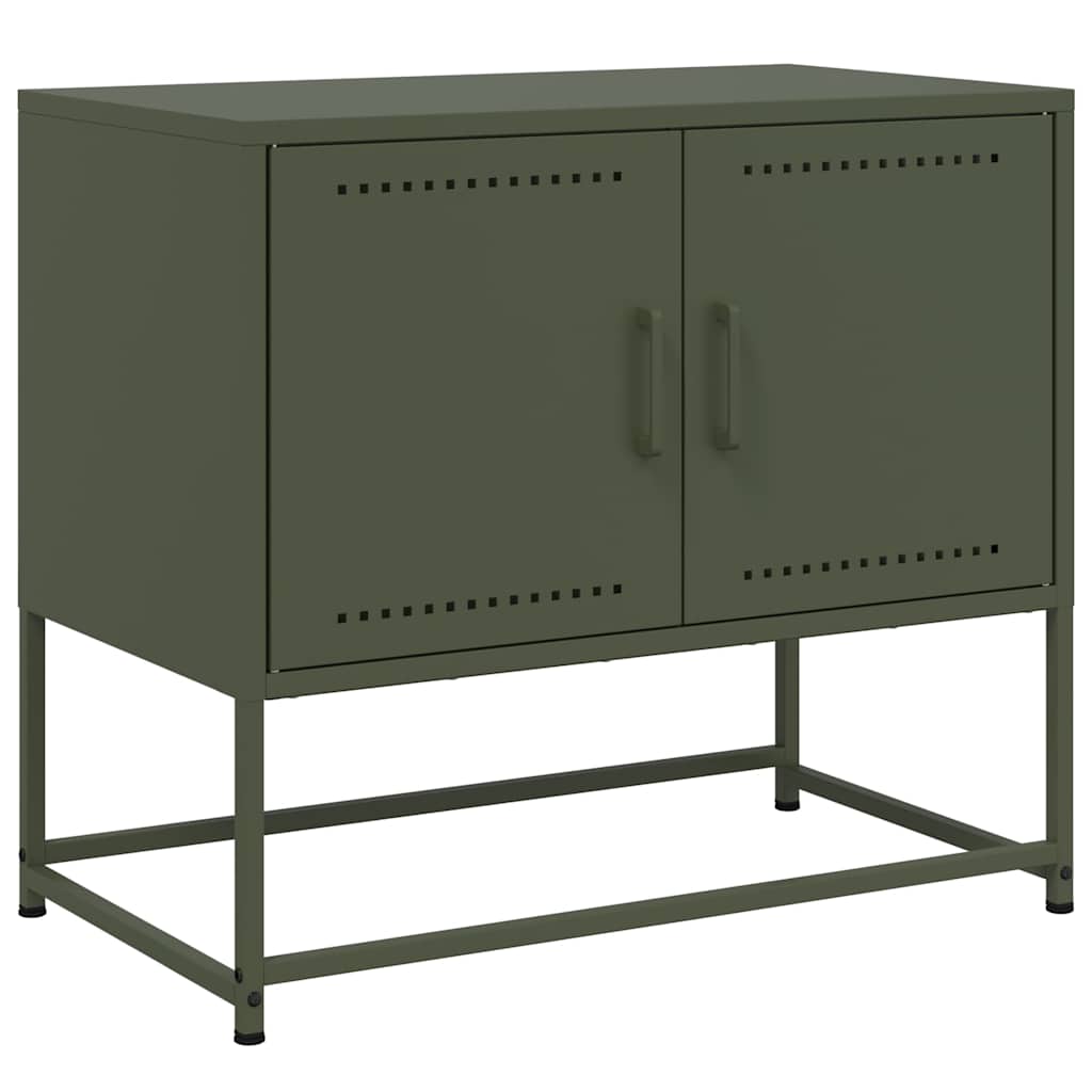 vidaXL Szafka pod telewizor, oliwkowa, 68,5x39x60,5 cm, stalowa