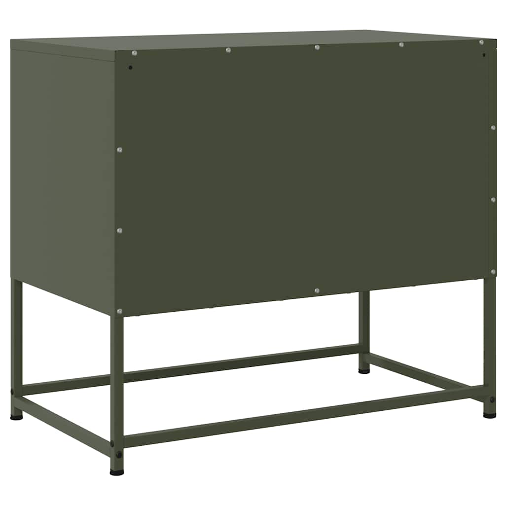 vidaXL Szafka pod telewizor, oliwkowa, 68,5x39x60,5 cm, stalowa