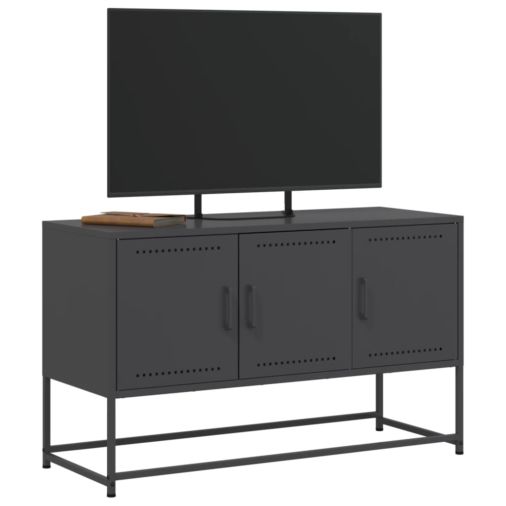 vidaXL Szafka pod telewizor, czarna, 100,5x39x60,5 cm, stalowa