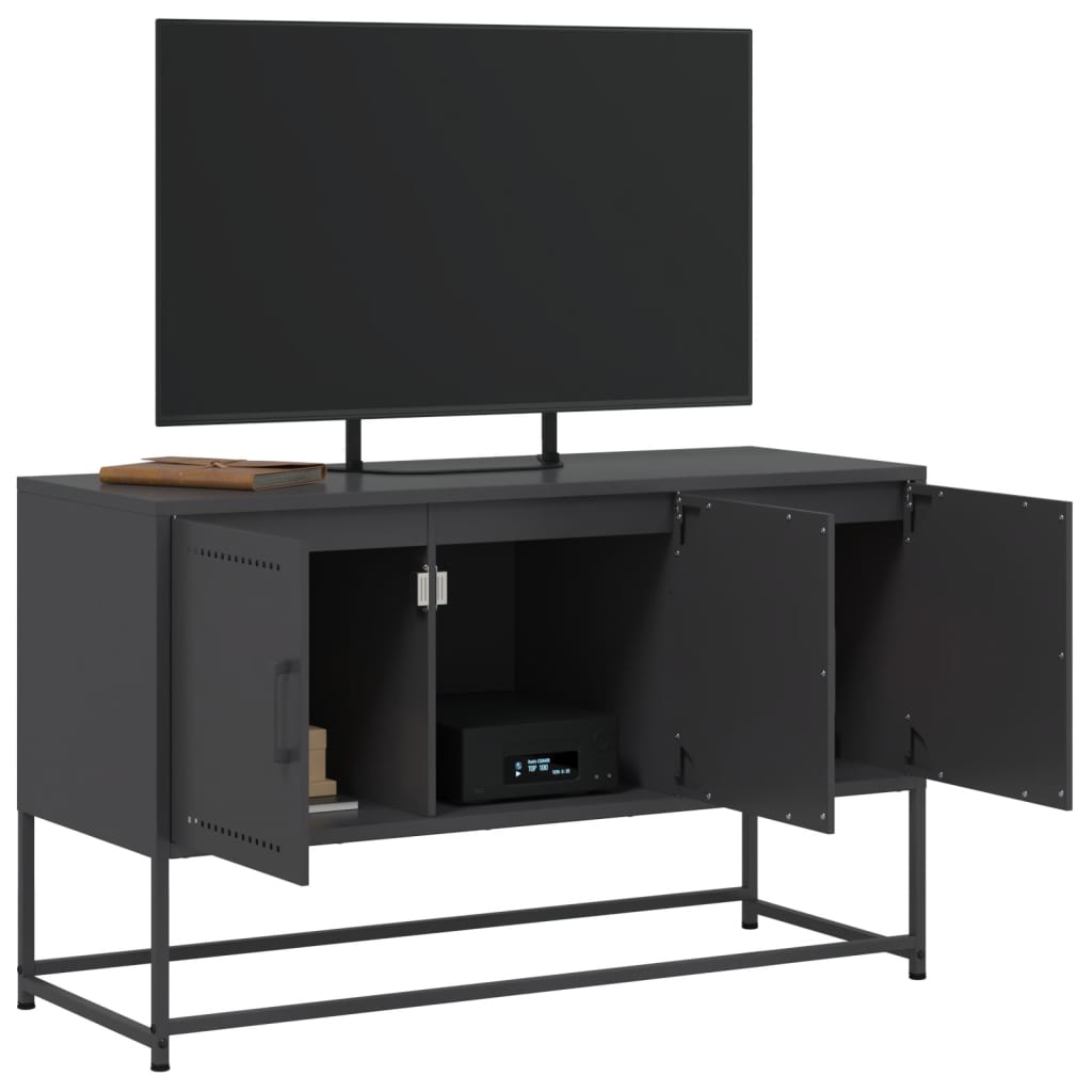 vidaXL Szafka pod telewizor, czarna, 100,5x39x60,5 cm, stalowa