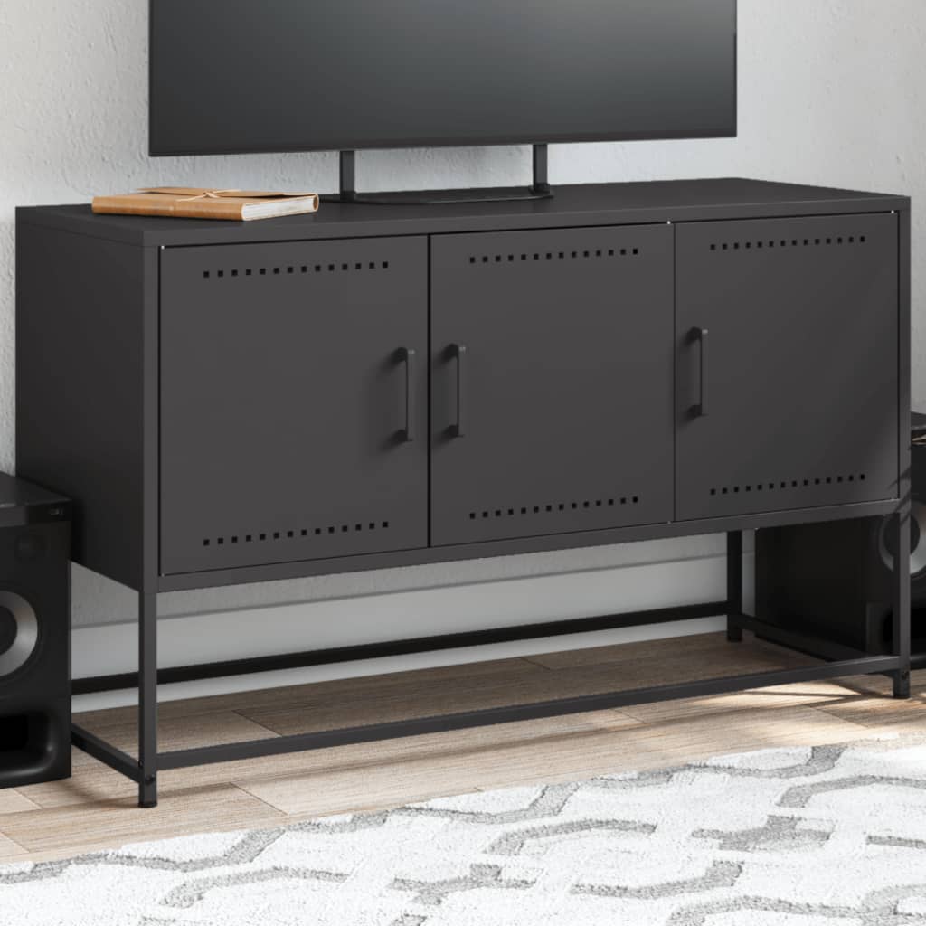 vidaXL Szafka pod telewizor, czarna, 100,5x39x60,5 cm, stalowa