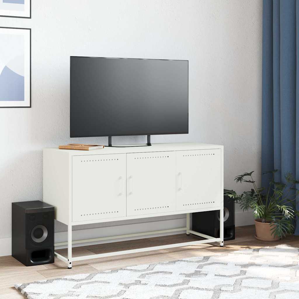 vidaXL Szafka pod telewizor, biała, 100,5x39x60,5 cm, stalowa