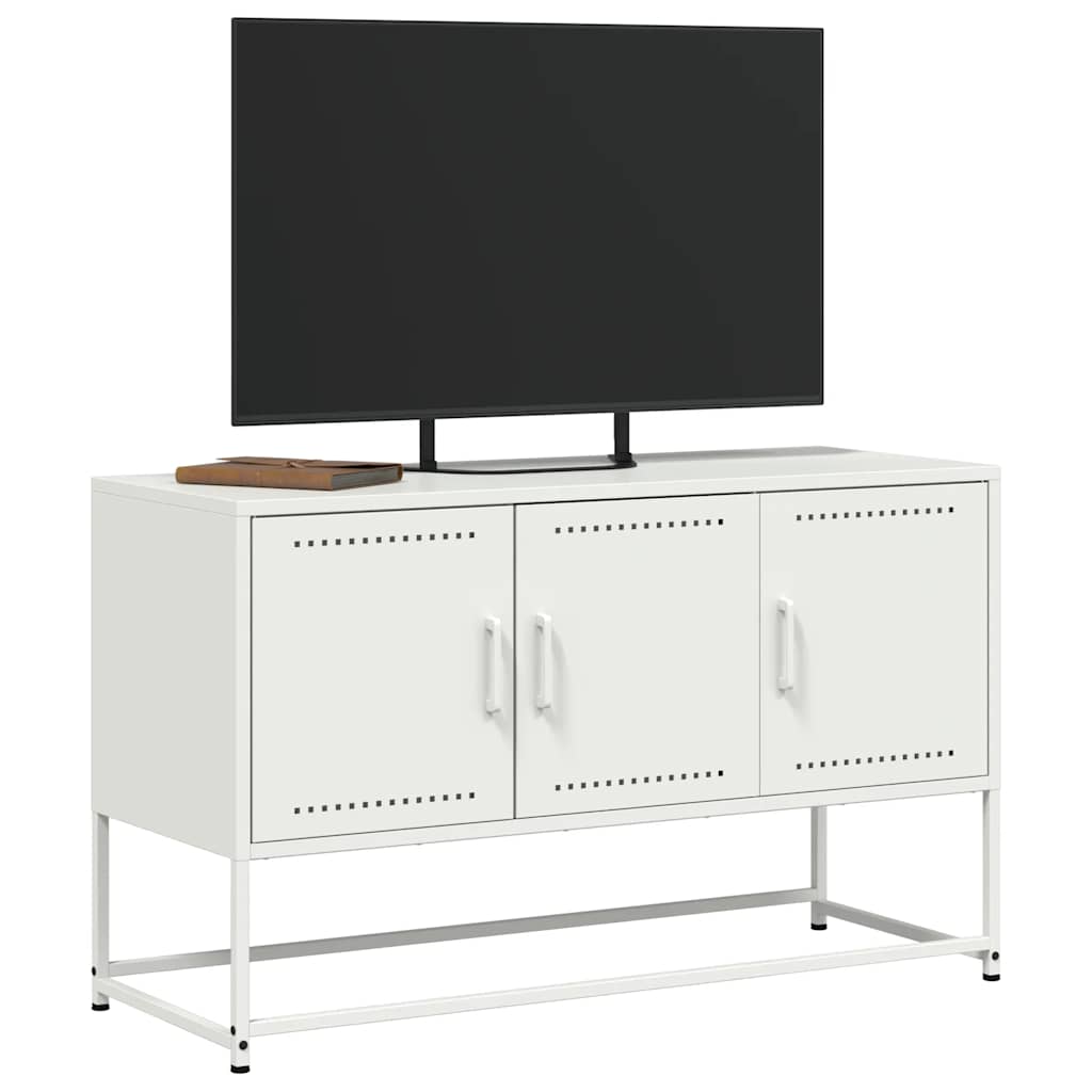 vidaXL Szafka pod telewizor, biała, 100,5x39x60,5 cm, stalowa