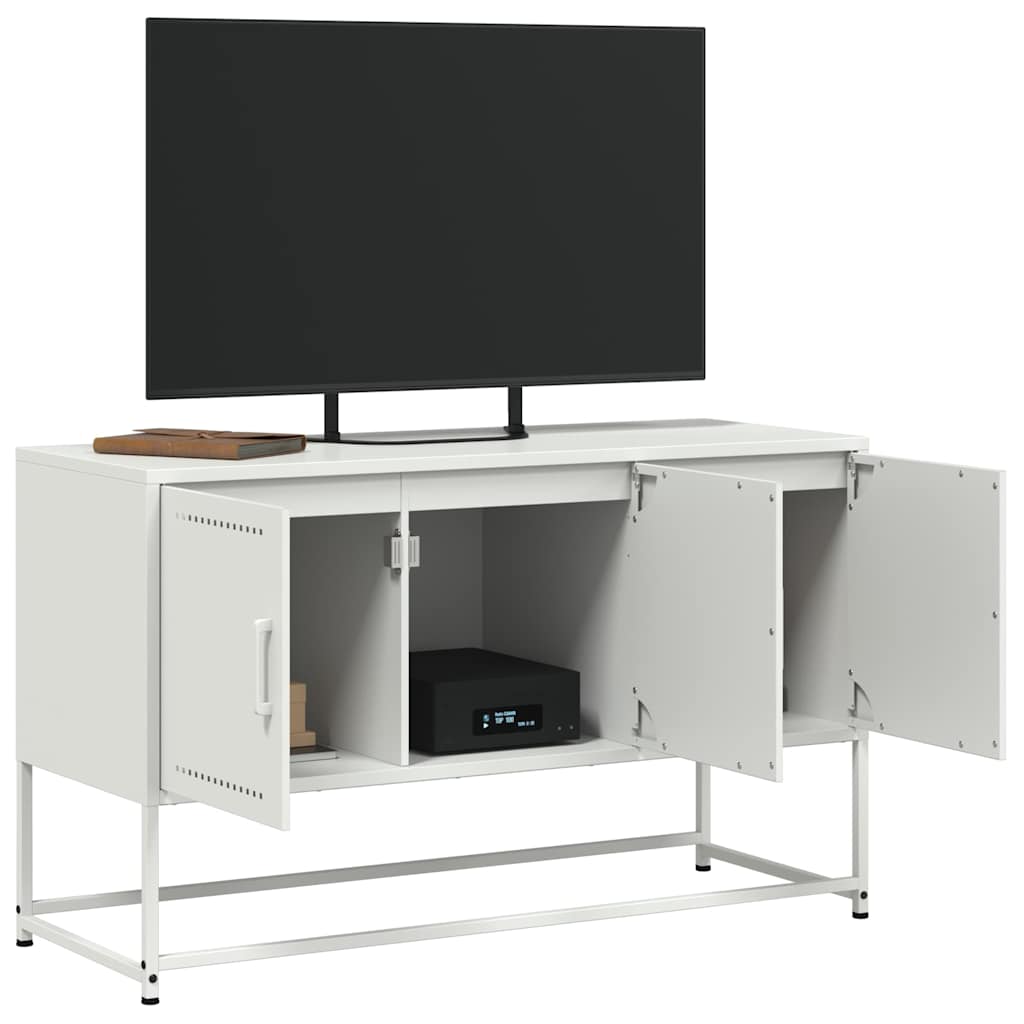 vidaXL Szafka pod telewizor, biała, 100,5x39x60,5 cm, stalowa