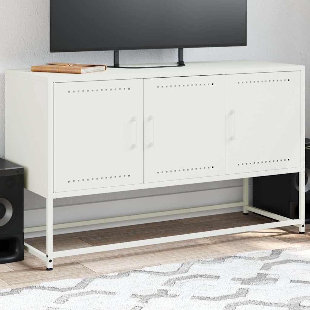 vidaXL Szafka pod telewizor, biała, 100,5x39x60,5 cm, stalowa