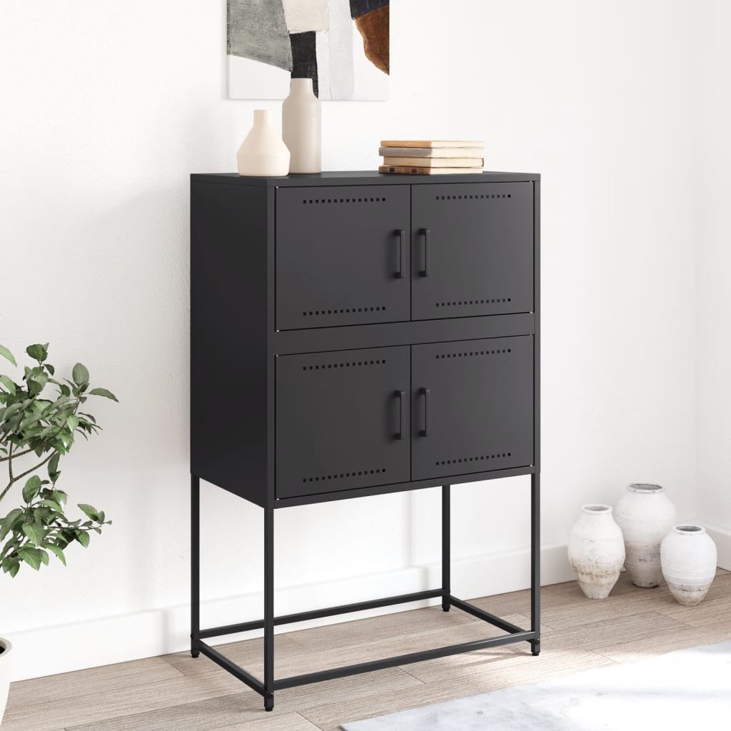 vidaXL Szafka, czarna, 68,5x38,5x107 cm, stal