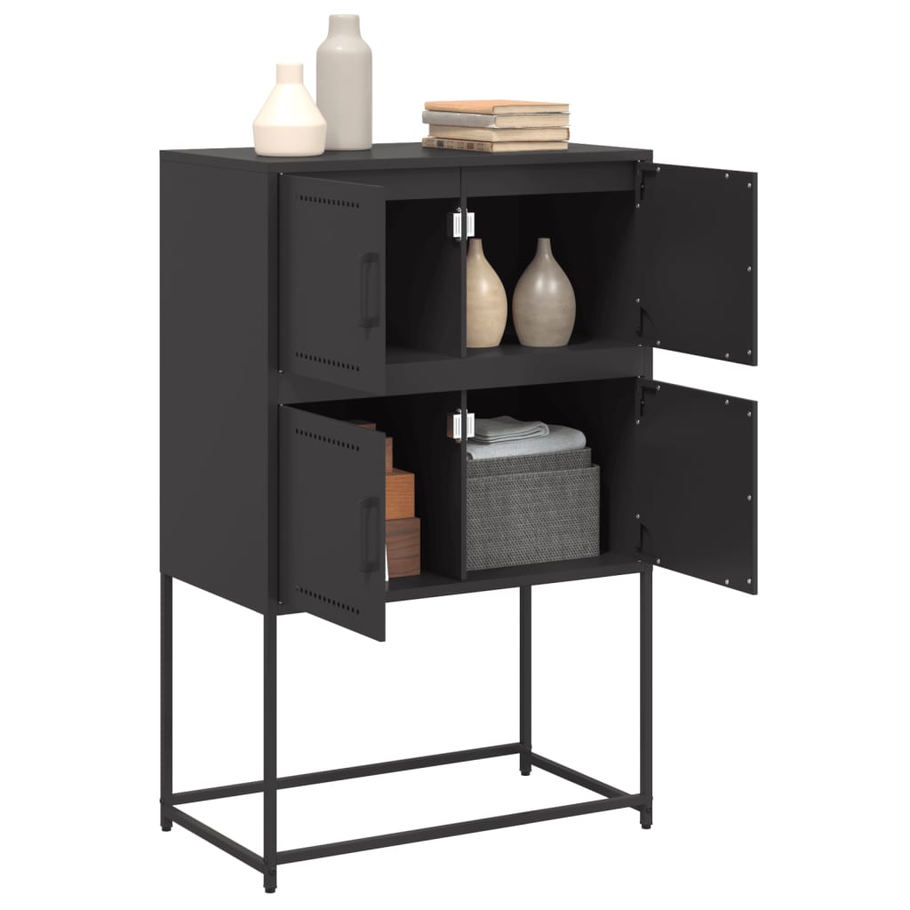 vidaXL Szafka, czarna, 68,5x38,5x107 cm, stal