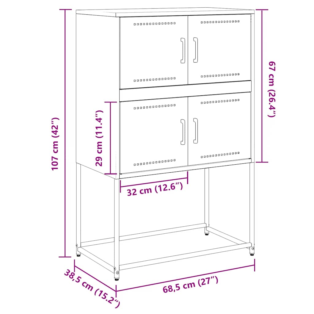 vidaXL Szafka, różowa, 68,5x38,5x107 cm, stal
