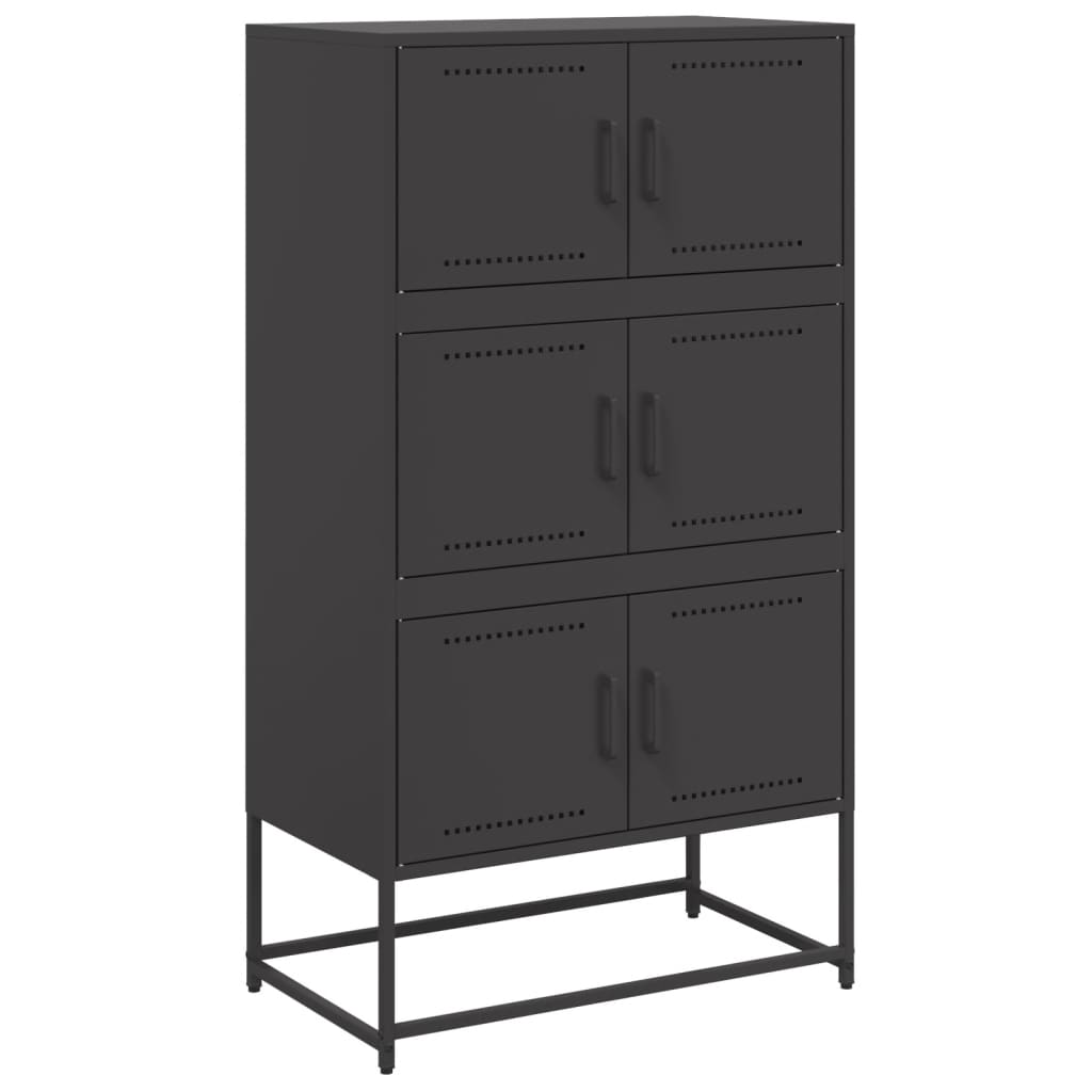 vidaXL Szafka, czarna, 68,5x38,5x123,5 cm, stal