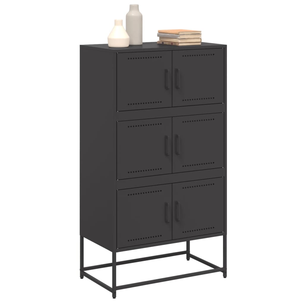 vidaXL Szafka, czarna, 68,5x38,5x123,5 cm, stal