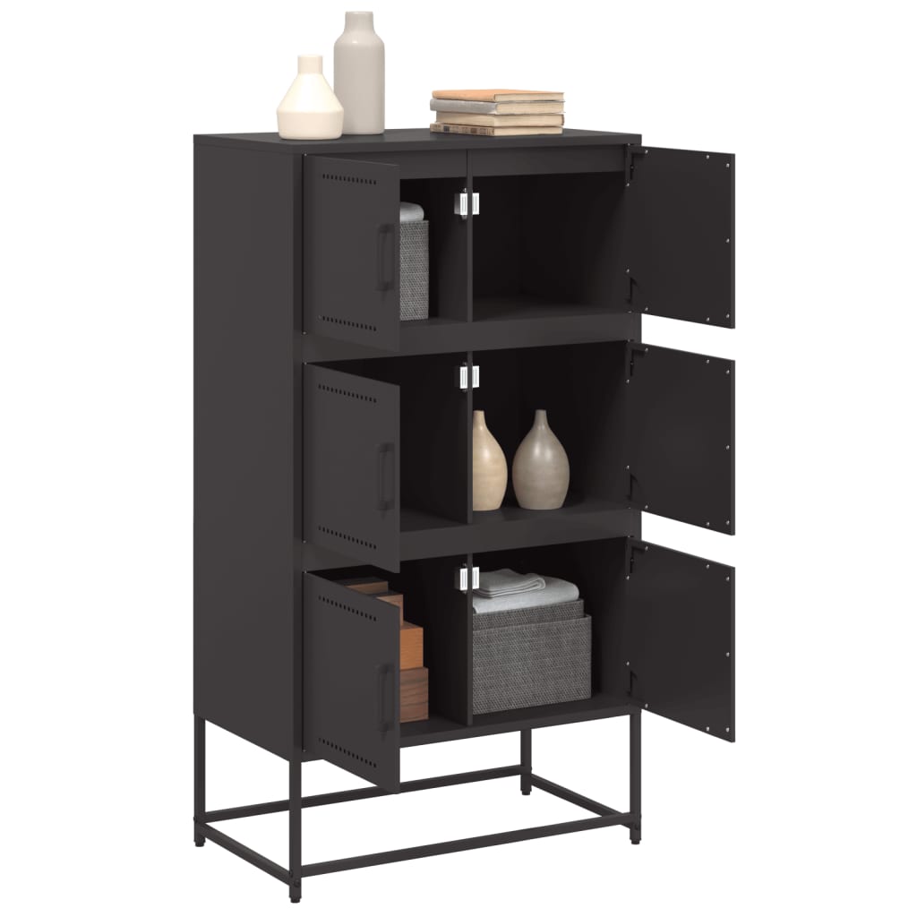 vidaXL Szafka, czarna, 68,5x38,5x123,5 cm, stal