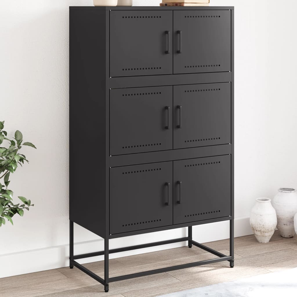 vidaXL Szafka, czarna, 68,5x38,5x123,5 cm, stal