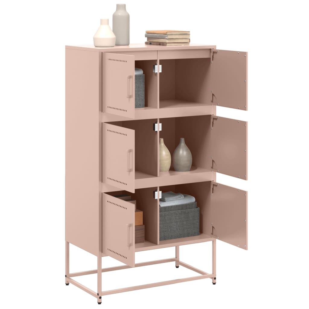 vidaXL Szafka, różowa, 68,5x38,5x123,5 cm, stal