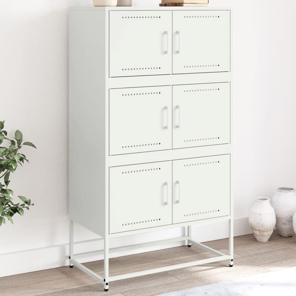 vidaXL Szafka, biała, 68,5x38,5x123,5 cm, stal