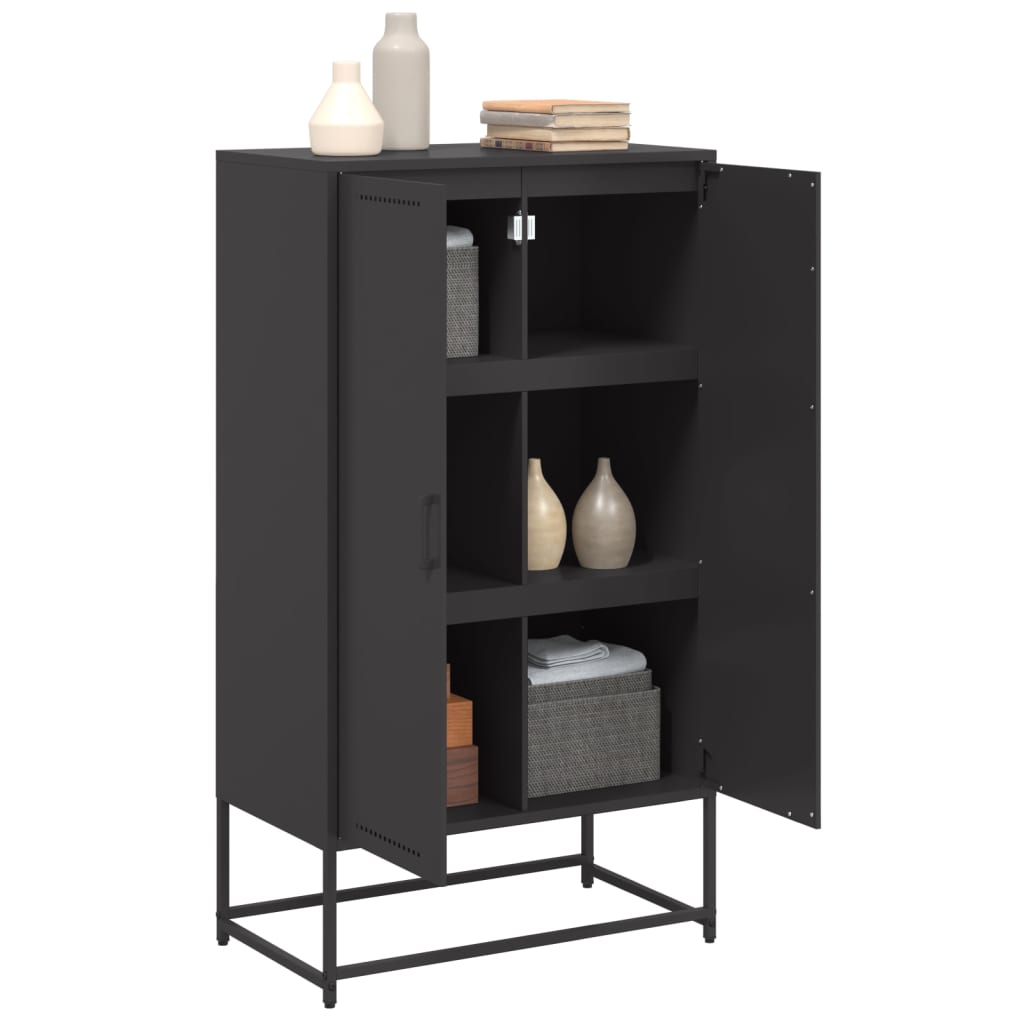 vidaXL Szafka, czarna, 68,5x38,5x123,5 cm, stal