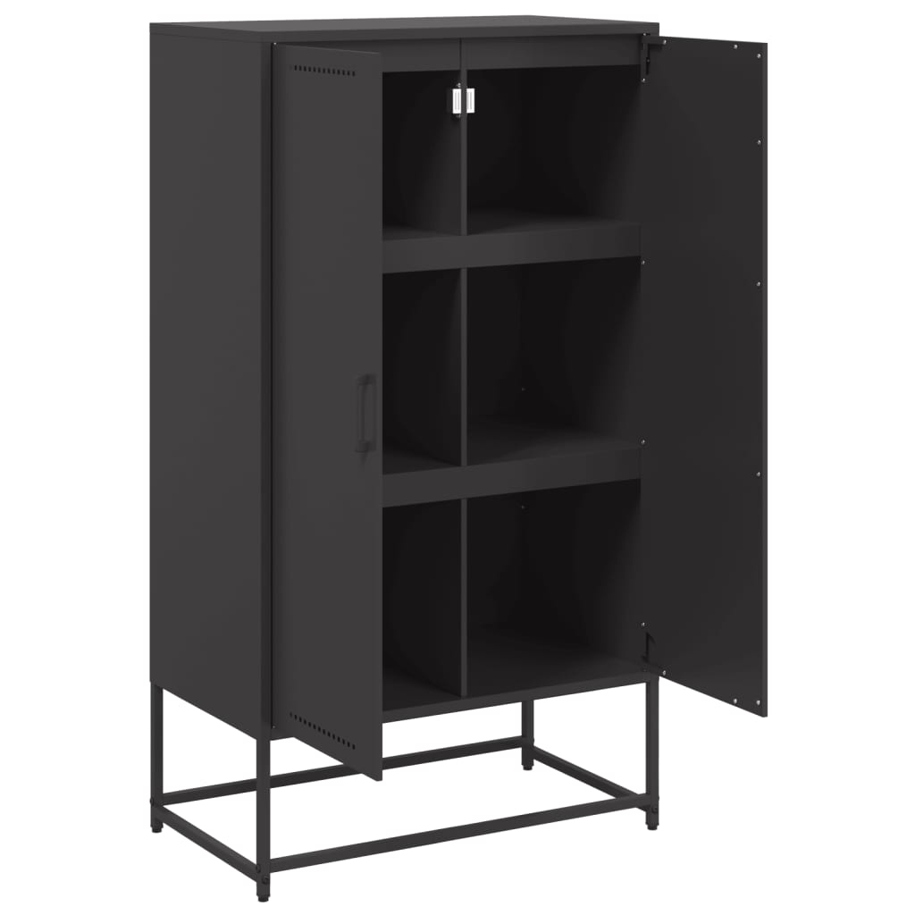 vidaXL Szafka, czarna, 68,5x38,5x123,5 cm, stal