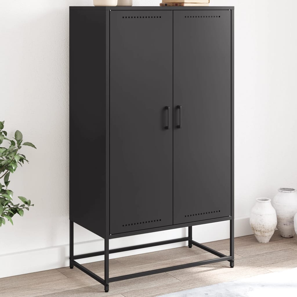 vidaXL Szafka, czarna, 68,5x38,5x123,5 cm, stal