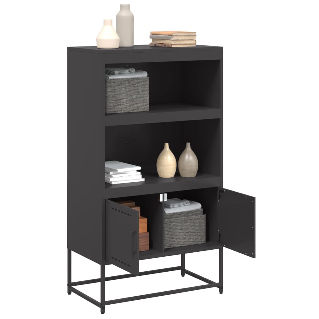 vidaXL Szafka, czarna, 68,5x38,5x123,5 cm, stal