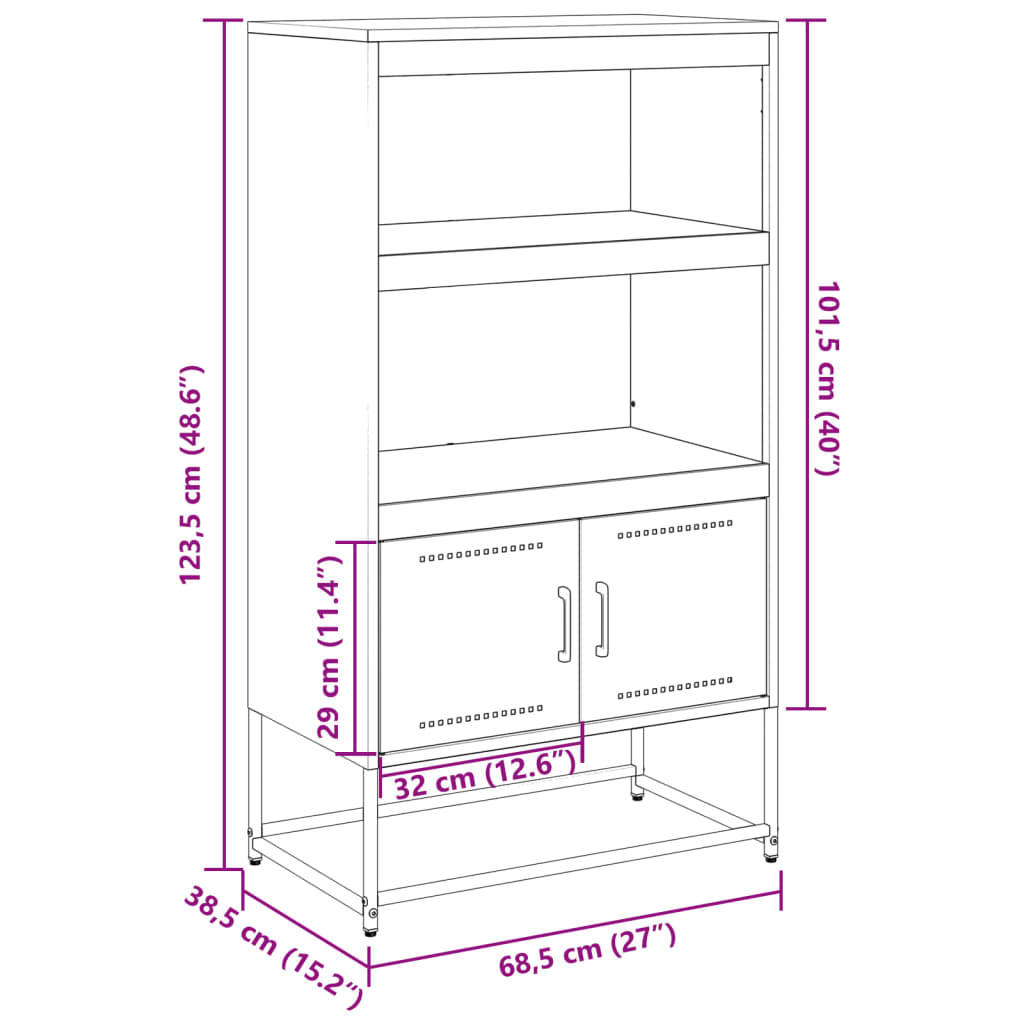 vidaXL Szafka, musztardowa, 68,5x38,5x123,5 cm, stal