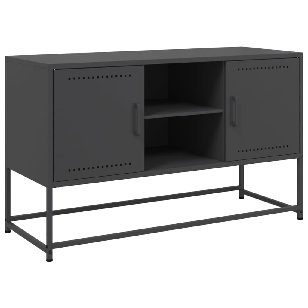 vidaXL Szafka pod telewizor, czarna, 100,5x39x60,5 cm, stalowa