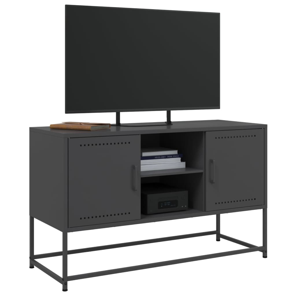 vidaXL Szafka pod telewizor, czarna, 100,5x39x60,5 cm, stalowa